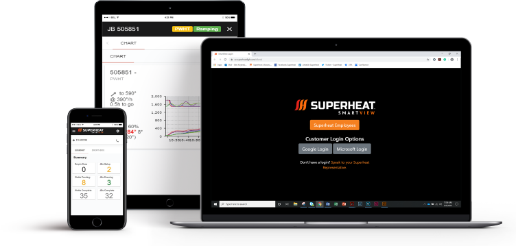 Superheat SmartView displaying information related to pwht services and preheat weld treatment